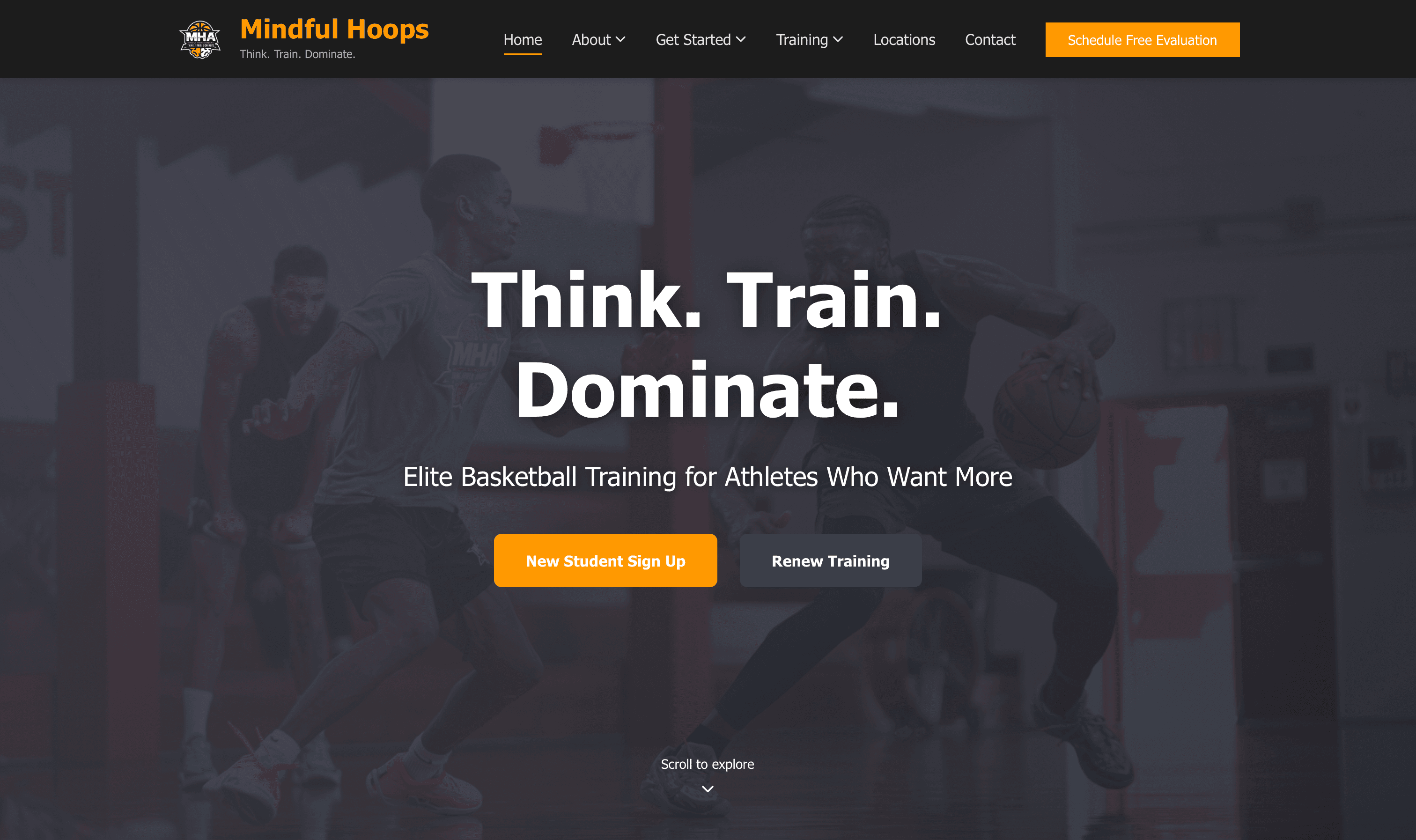 Mindful Hoops Academy website screenshot